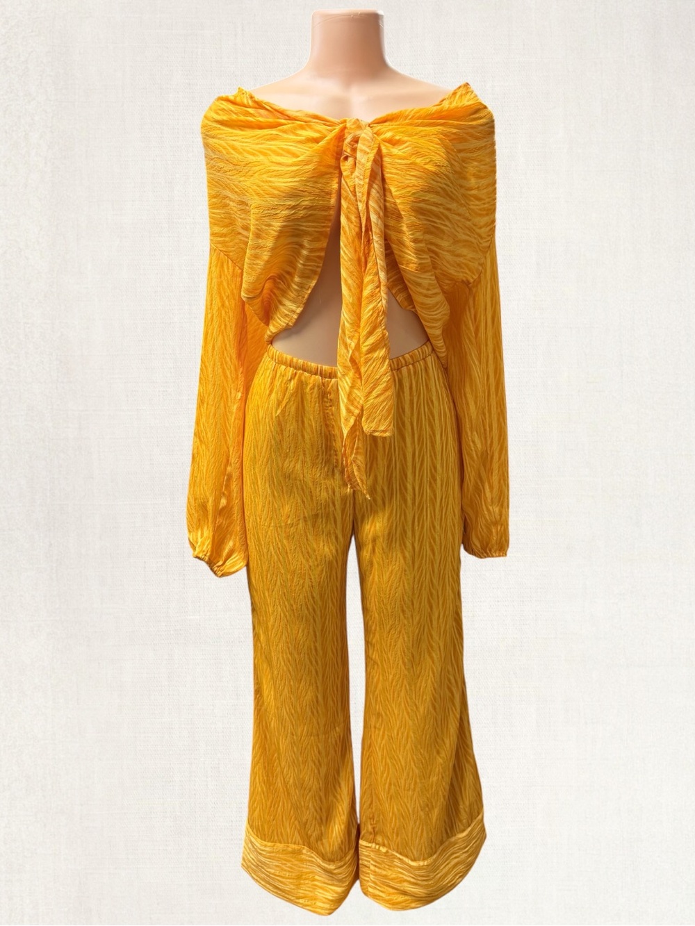 Yellow Tie-Front Wide Leg Jumpsuit